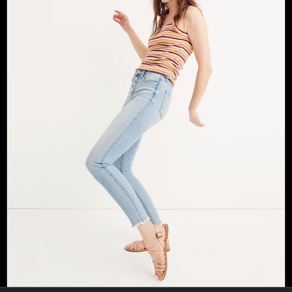 Madewell high rise skinny jeans button front
